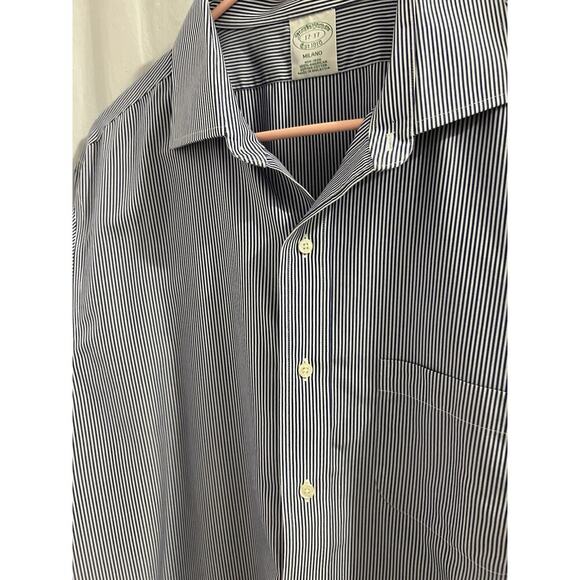 Brooks Brothers Milano Dress Shirt Men’s 17-37 Blue Striped Button-Up Preppy - Picture 2 of 5